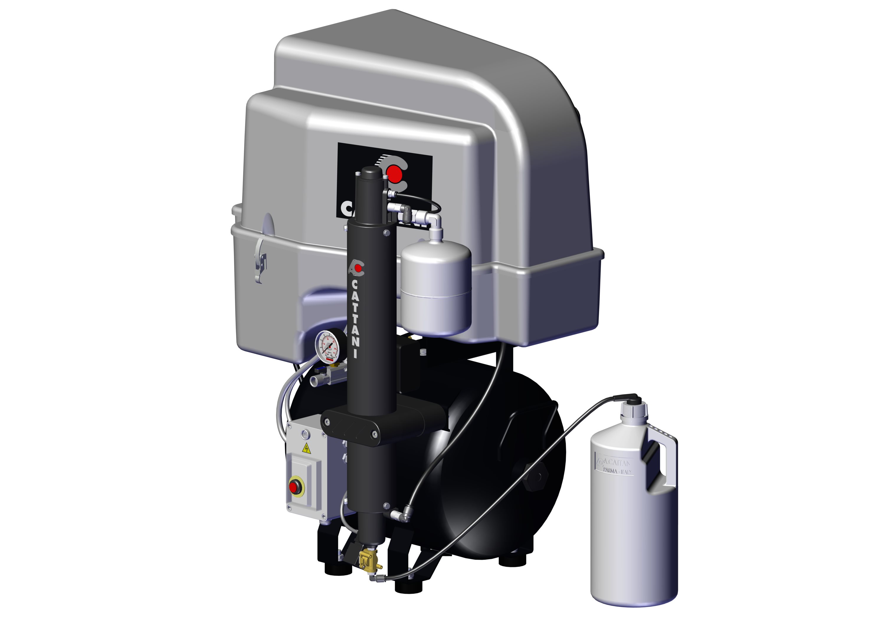 AC 300 Q Threecylinder compressor, with noisereducing plastic cover